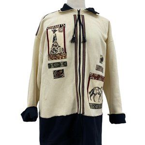 Vintage Peone Classics Women's African Full Zip Jacket  Full Zip Beige Retro 90s